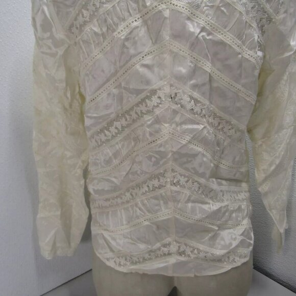 NEW LOVESHACKFANCY Womens Tandra Romantic V-Neck Blouse Size 4 Antique White - Picture 13 of 13